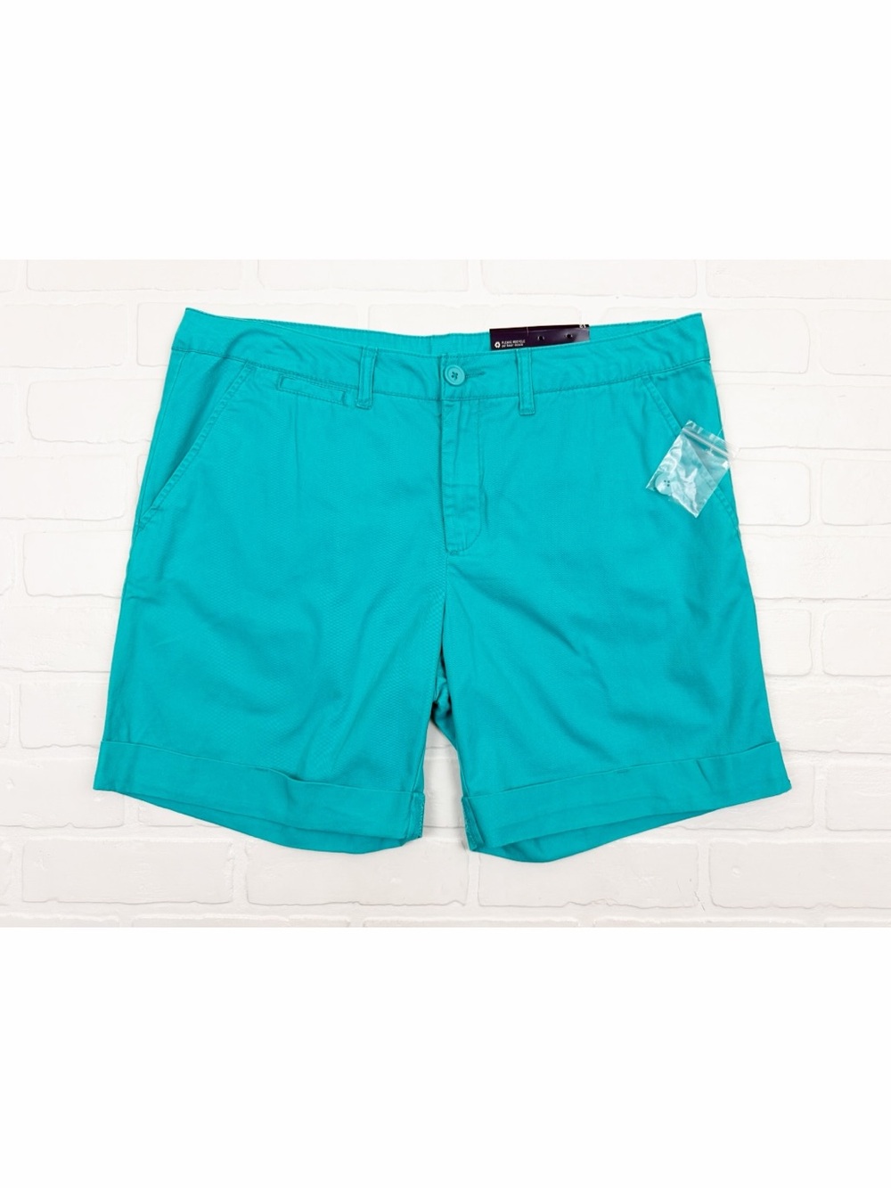 Faded Glory Womens 7 Inch Chino Shorts Aqua Blue Cotton Size 12